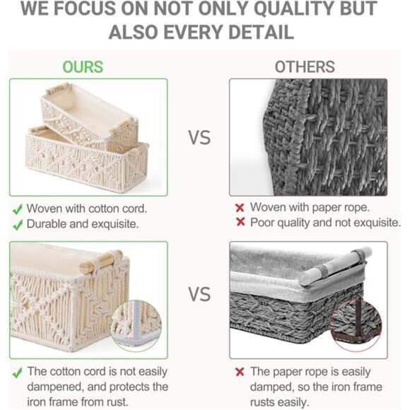 Mkono Macrame Storage Baskets Boho Decor Box Handmade Woven Decorative - Picture 5 of 7